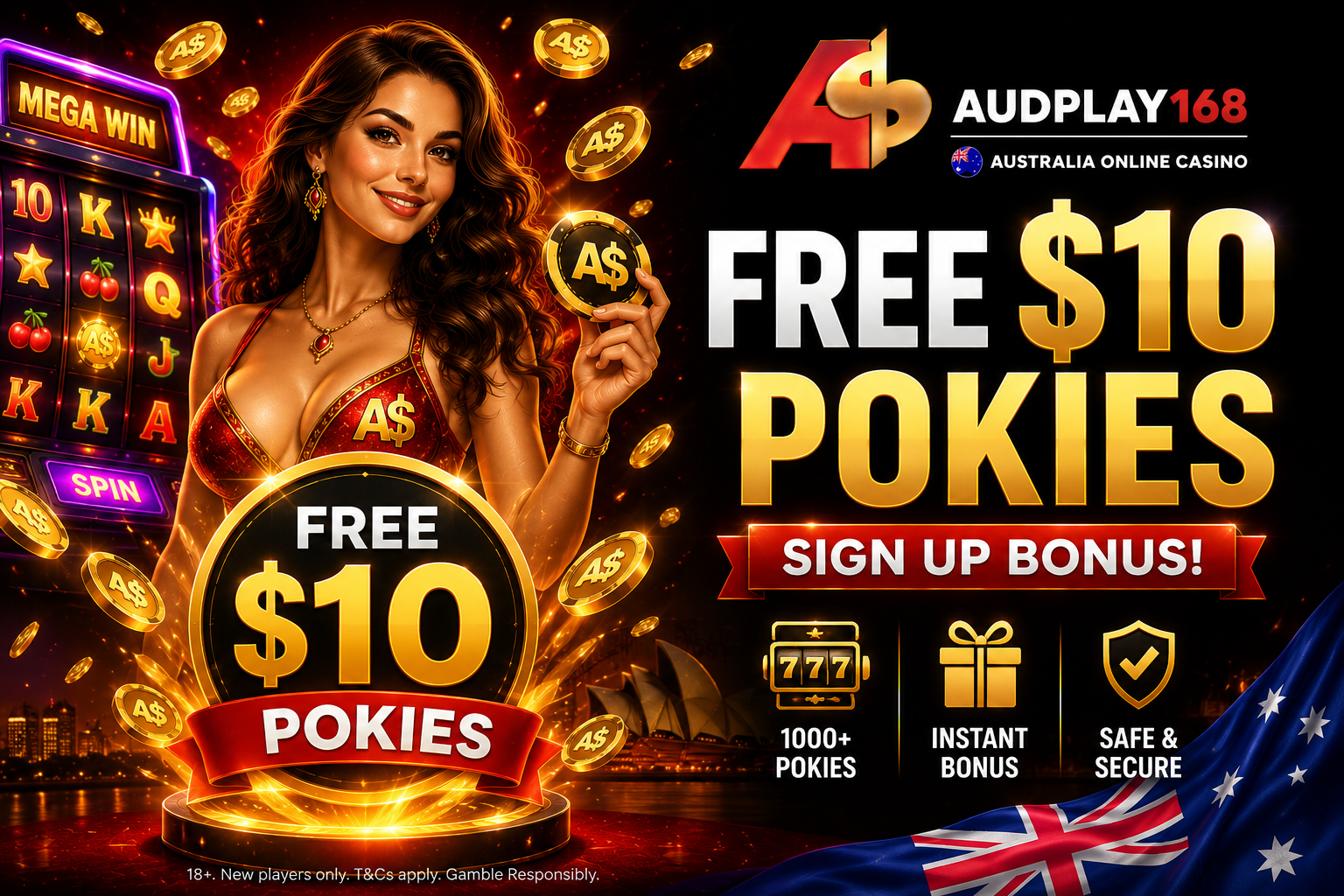 Free $10 Pokies Sign Up Bonus Australia | AUDPlay