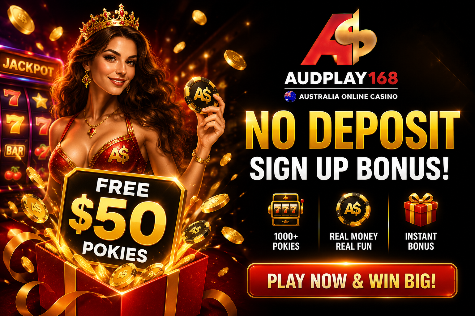 $50 Pokies No Deposit Sign Up Bonus Australia | AUDPlay